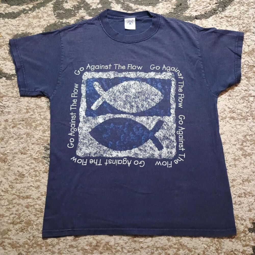 Vintage 90s Jesus Go Against The Flow Messiahs Messenger T Shirt Size Medium God